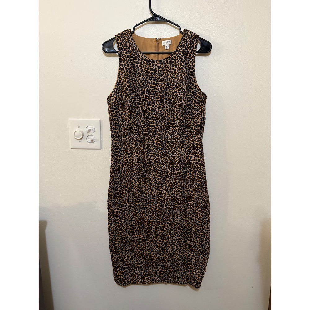 J Crew Sleeveless Leopard Sheath Dress Size 6